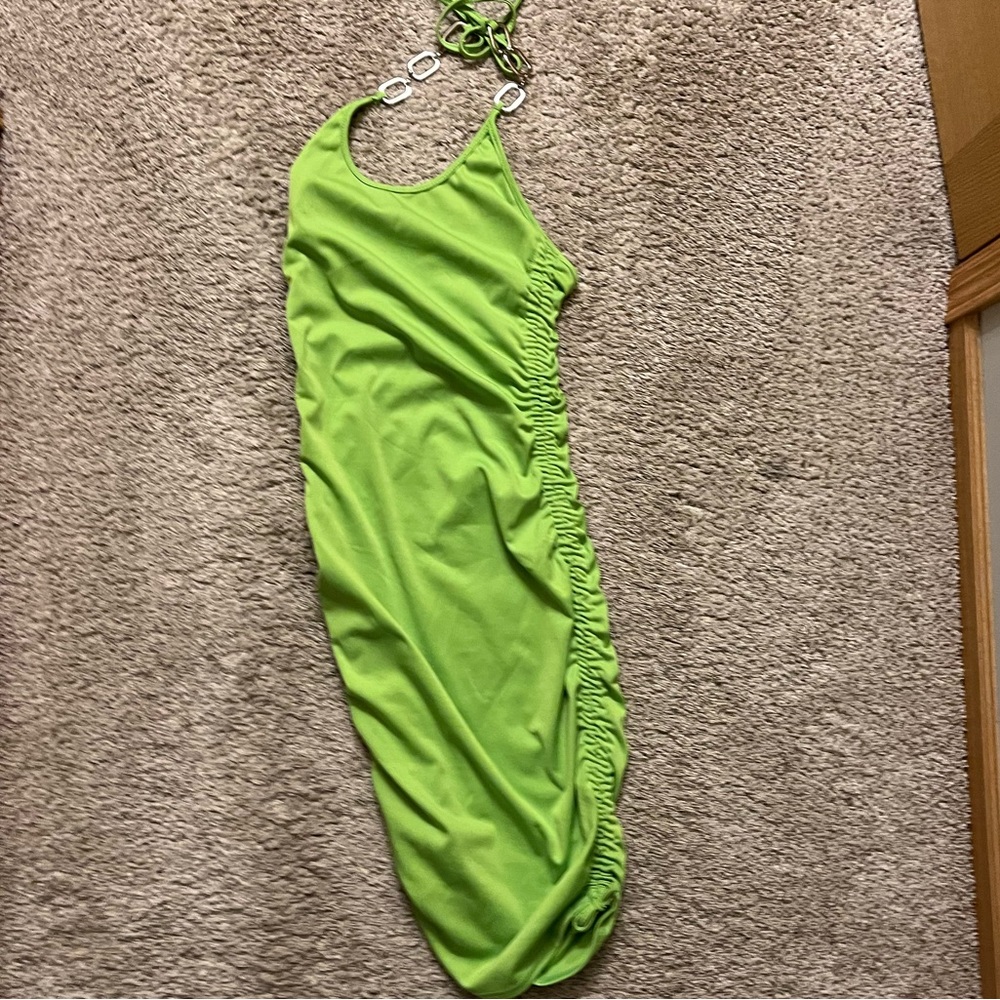 Y2K like green halter body on dress